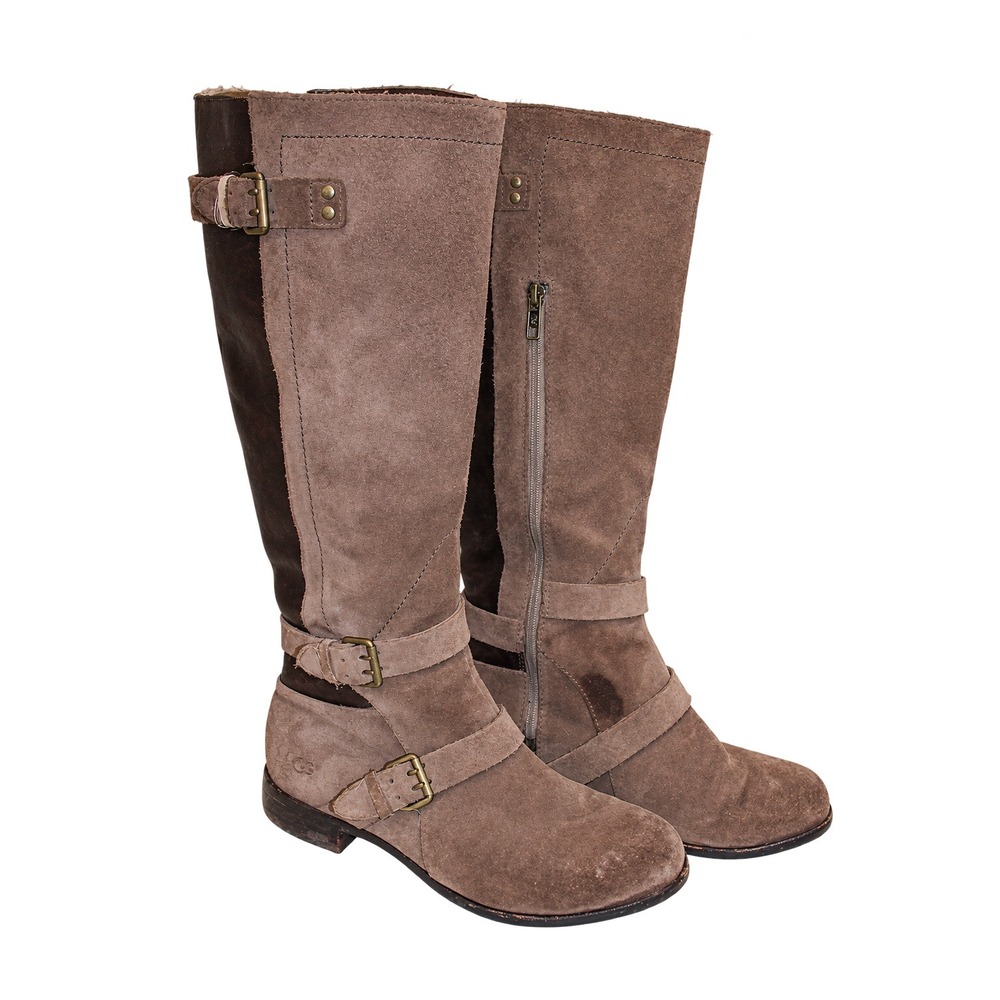 UGG Cydnee Tall Suede Leather Buckle Riding Boots Women Size 7 Brown